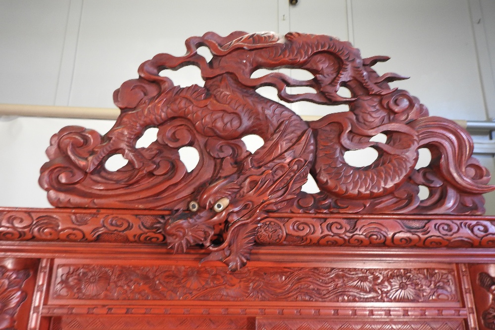 A Chinese red lacquered cabinet, - Image 9 of 14