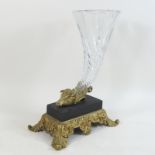 A 19th century ormolu and glass centrepiece, in the form of a cornucopia vase,