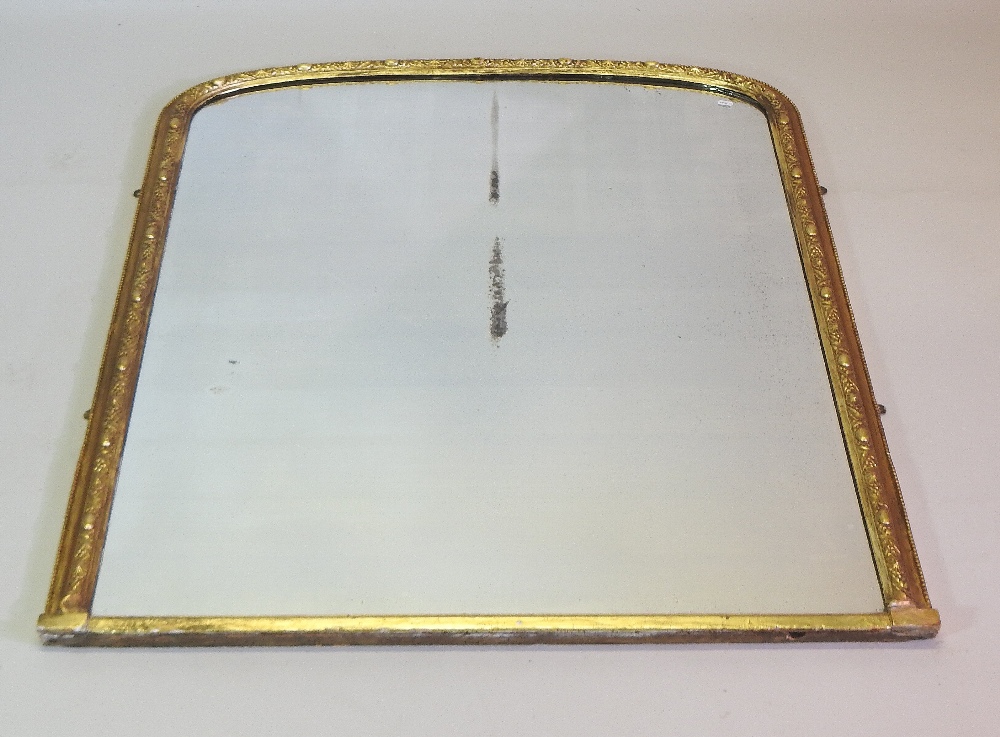 A Victorian gilt framed over mantel mirror, of arched shape, with a moulded surround, - Image 3 of 8