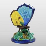 A rare Royal Worcester majolica posy vase, in the form of a butterfly with open wings,