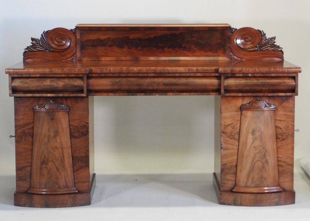 A William IV mahogany pedestal sideboard, with a scrolled gallery back, - Image 4 of 7