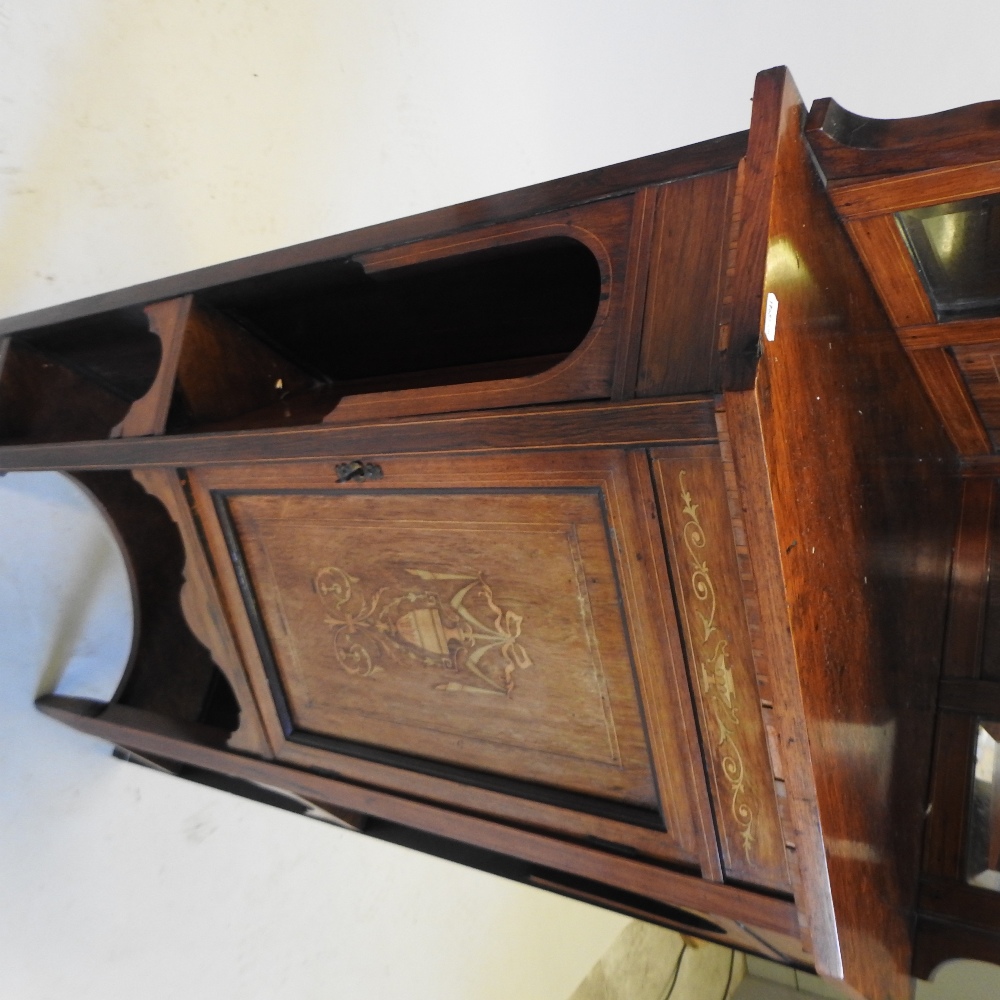 A Victorian rosewood and marquetry inlaid standing corner cabinet, - Image 3 of 5