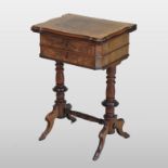 A Victorian burr walnut work/games table,