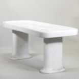 An early 20th century Royal Doulton white glazed ceramic autopsy table, circa 1925,