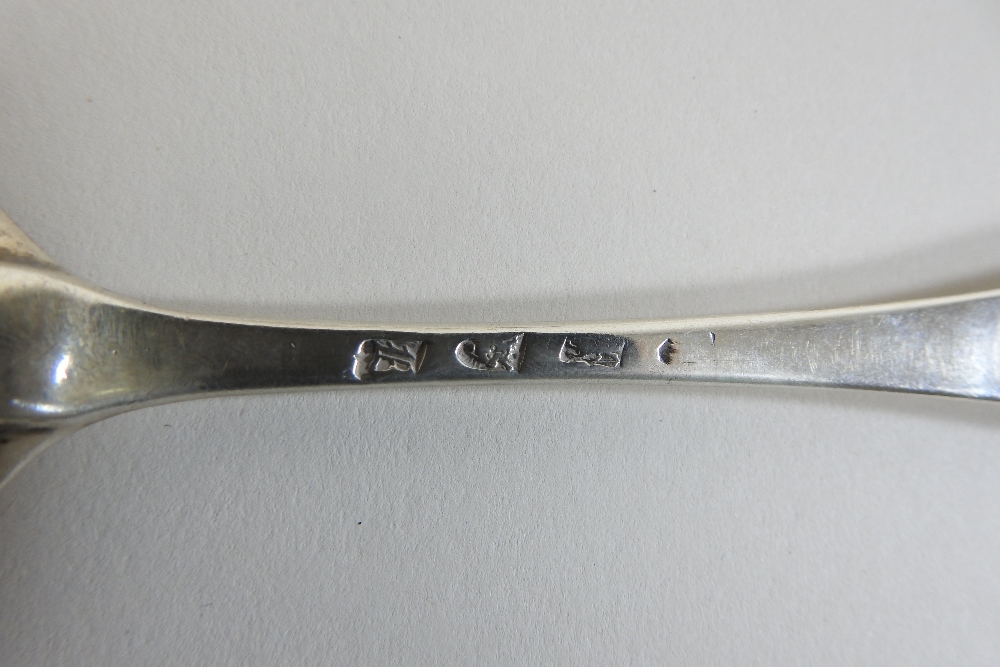 A George III silver table spoon, marks rubbed engraved M*S, marks rubbed, 20cm long, - Image 7 of 12