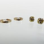 A pair of 9 carat gold hoop earrings, 2cm diameter,