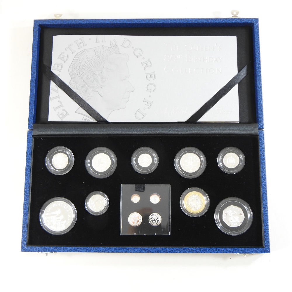 A Royal Mint silver proof set, to commemorate The Queen's 80th Birthday Collection, - Image 5 of 16