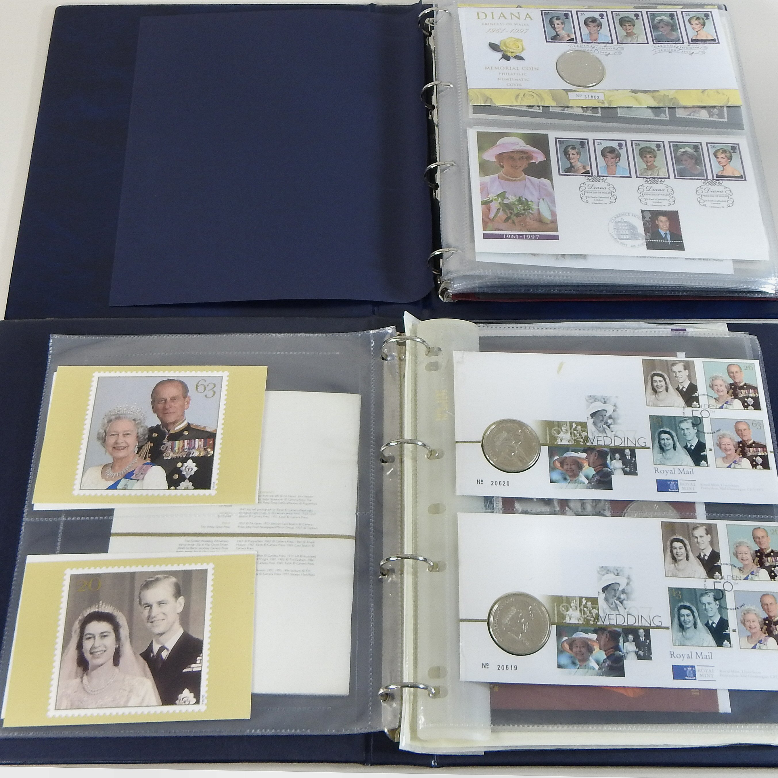 A collection of Royal Mail/Royal Mint philatelic numismatic covers, in two albums,
