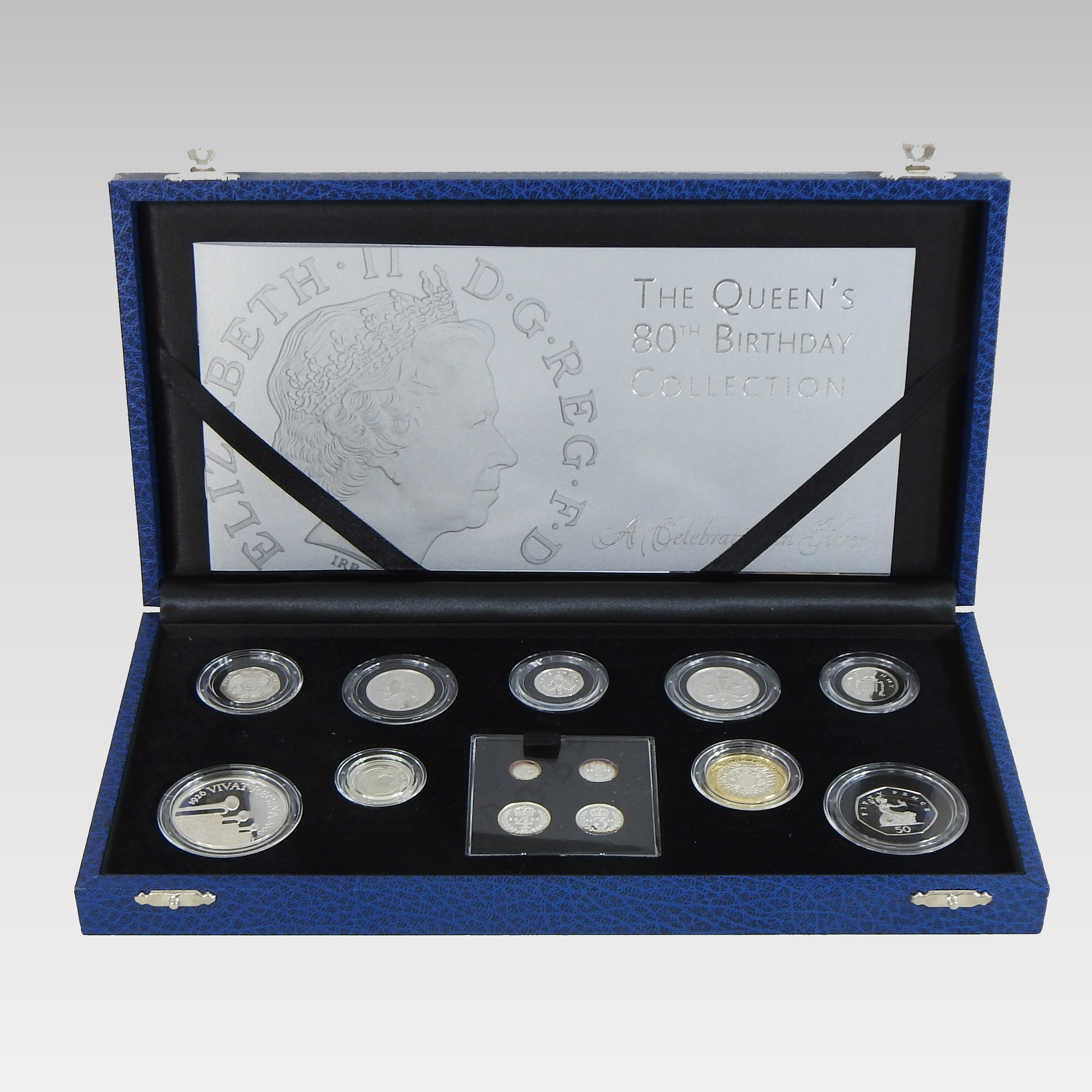 A Royal Mint silver proof set, to commemorate The Queen's 80th Birthday Collection,