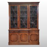 A large George III style mahogany library bookcase,