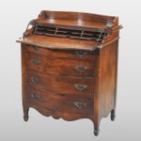 A French style hardwood campaign secretaire chest,