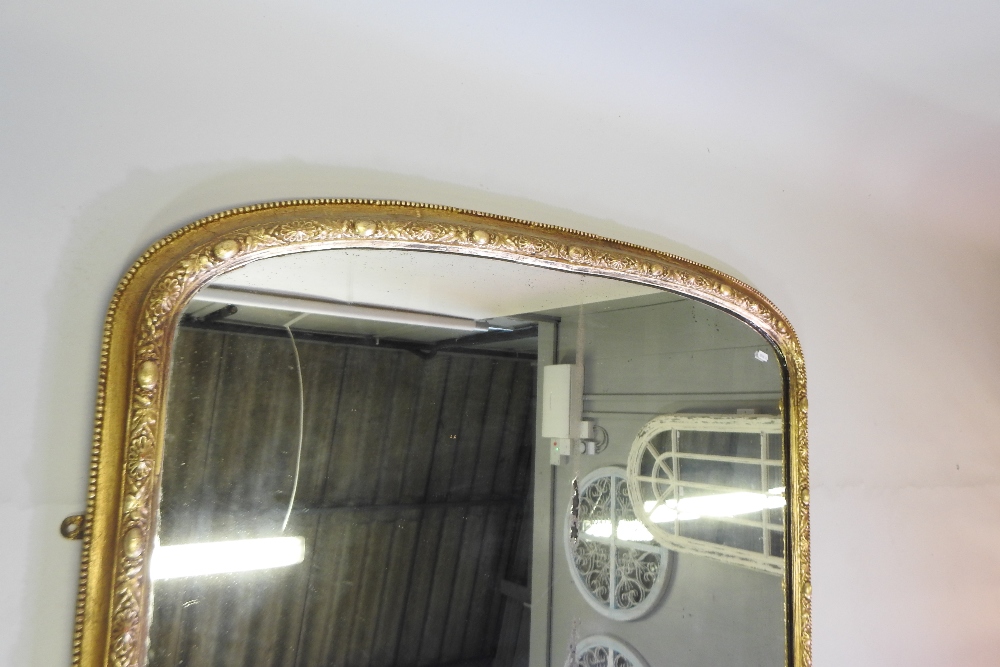 A Victorian gilt framed over mantel mirror, of arched shape, with a moulded surround, - Image 5 of 8