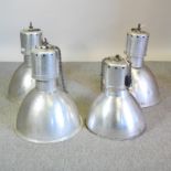 A set of three industrial light fittings, 56cm diameter,