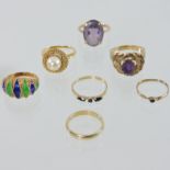 A collection of eight various ladies dress rings