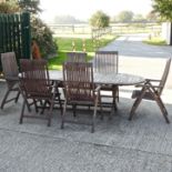 A teak garden table, 240 x 101cm,