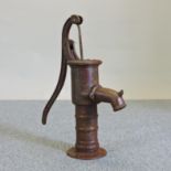 A rusted cast iron garden pump,