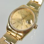 A Rolex Oyster Perpetual Date chronometer 18 carat gold gentleman's wristwatch,