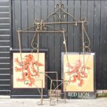 A vintage iron sign frame, 237cm high,