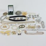 A small collection of costume jewellery, to include a Scottish style brooch,