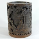 A Chinese bronzed brush pot,