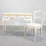 A French style cream painted dressing table, on cabriole legs, 104cm,