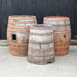 A large oak coopered barrel, 100cm high,