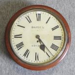A 19th century mahogany cased dial clock, by Davies London, with a fusee movement,