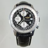 A Breitling Old Navitimer gentleman's steel cased chronograph wristwatch, with a signed black dial,