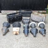 A collection of Victorian cast iron hoppers,