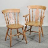 A set of eight beech dining chairs,