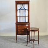 An Edwardian mahogany and inlaid display cabinet, 67cm,