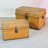 A 19th century painted tin trunk, 107cm,