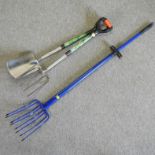 A garden fork and spade set,