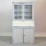 A grey painted bureau bookcase,