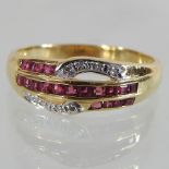 An 18 carat gold ruby and diamond ring,