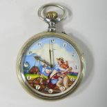 A plated novelty erotic pocket watch