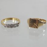 An 18 carat gold platinum set five stone diamond ring,