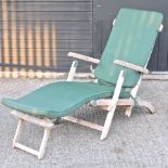 A teak folding steamer chair,