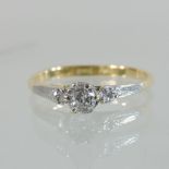 An 18 carat gold, platinum and diamond ring,