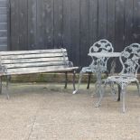 A green painted aluminium bistro table, 60cm diameter,