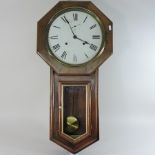 A 19th century walnut cased drop dial wall clock,