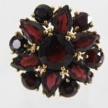 A 9 carat gold garnet cluster ring