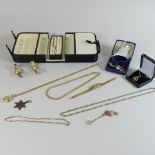 A collection of gold and plated jewellery, to include pendants, chains,