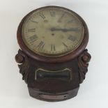 A 19th century mahogany drop dial wall clock,