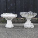 A reconstituted stone birdbath in the form of a shell, 50cm,