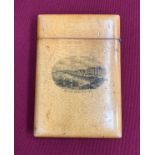 19th Century Mauchline ware card case of Redcar Yorkshire.