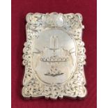 Victorian 1853 Nathaniel Mills Silver Engraved Card Case.