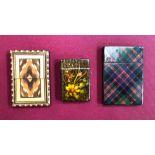 Victorian 19th Century three card cases including tartan ware.