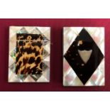 Two 19th century mother of pearl & shell inlaid card cases