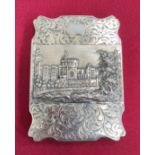 19th Century silver card case of Windsor & Warwick Castles by Taylor & Perry